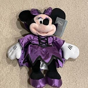 Retired Disney Halloween Minnie Mouse Plush in Purple Dress NWT